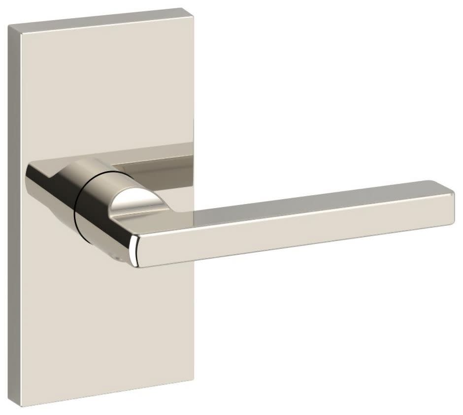 Baldwin PS.SQU.CFR Square Passage Door Lever Set with 5 Inch Rectangle Rose from the Reserve Collection Lifetime Polished Nickel Leverset Passage