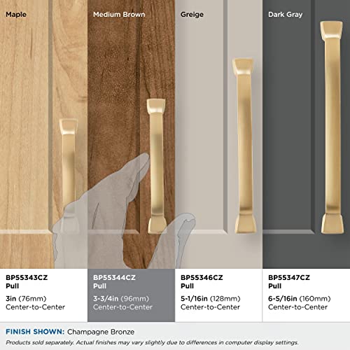 amerock | Tirador de gabinete | Bronce champán | 3-3/4 pulgadas (96 mm) de centro a centro | Revitalizar | 1 paquete | Tirador de cajón | Tirador de cajón | Herrajes para gabinetes