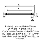 Amerock Corp BH26545MB Arrondi Double-Towel Bar 24 in (610 mm) Matte Black - *Tools Hardware & Misc