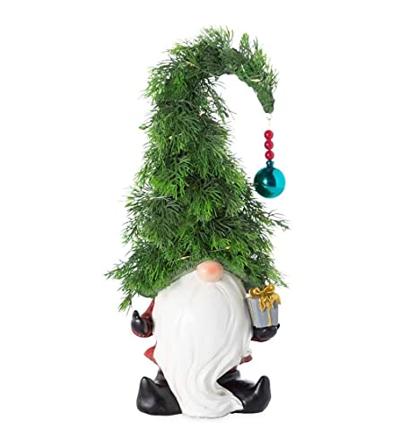 Plow & Hearth Holiday Lighted Christmas Tree Garden Gnome
