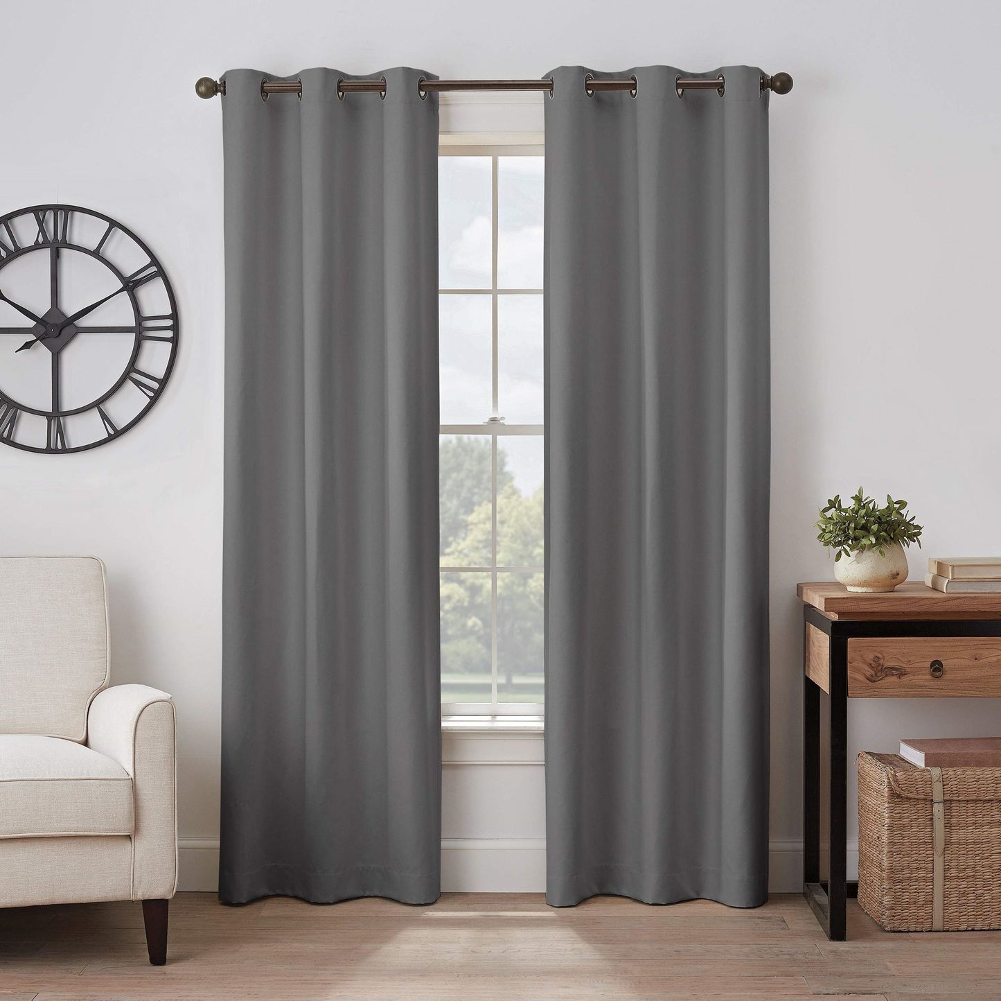Eclipse Gabriella Grommet Top Curtains for Bedroom, Single Panel, 40" x 63", Dar