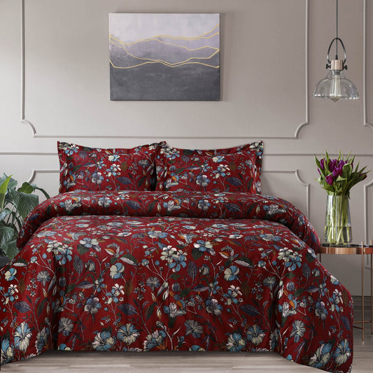 Tribeca Living Velvet Floral Printed Twin Duvet Cover Set, Soft Touch, Oversized