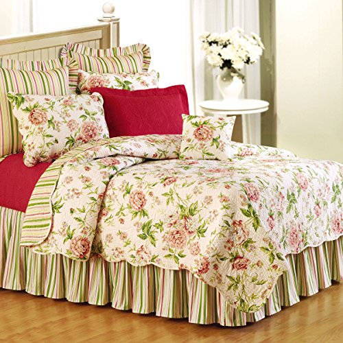 C&F Home Pink Brianna Floral Full/Queen Cotton Quilt Reversible Machine Washable Lightweight Bedspread Coverlet Full/Queen Pink Branzoe Retail Outlet