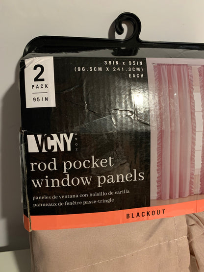 VCNY Home Paneles de cortina opaca para ventana de 95 pulgadas con volantes ámbar en rosa (juego de 2)