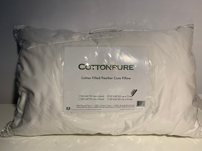 CottonPure Dream Zone Feather Core 500 Thread Count Cotton 20 x 28 Pillow in White