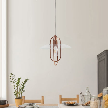 Lalia Home Lámpara colgante de metal de diseño alargado de 1 luz con pantalla de vidrio transparente -