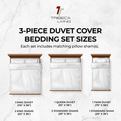 Tribeca Living Velvet Floral Printed Twin Duvet Cover Set, Soft Touch, Oversized