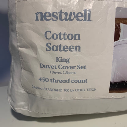 Funda nórdica Nestwell Solid Sateen King en blanco brillante