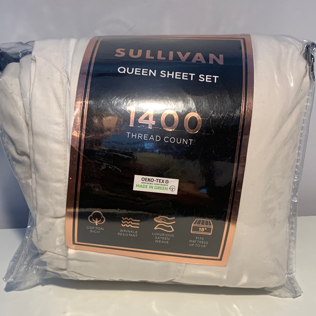 AQ TEXTILES Sullivan 1400 Thread Count 4 pc. Sheet Set, Queen