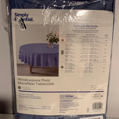 Simply Essential Solid Windowpane 70-Inch Round Tablecloth in Blue