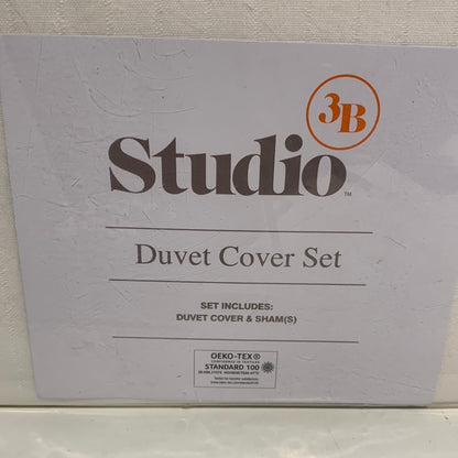 Studio 3B Woven Stripe 3-Piece King Duvet Cover Set in White