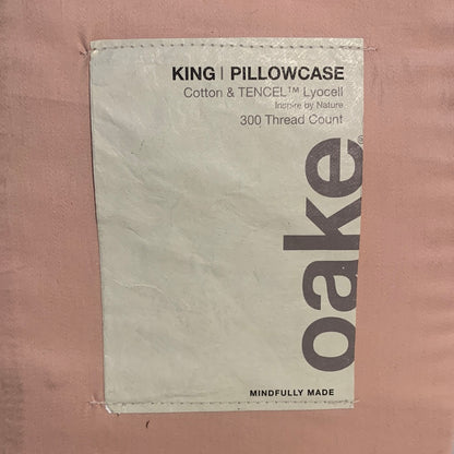 OAKE Cotton Tencel Solid 300-Thread Count King Pillowcase Pair