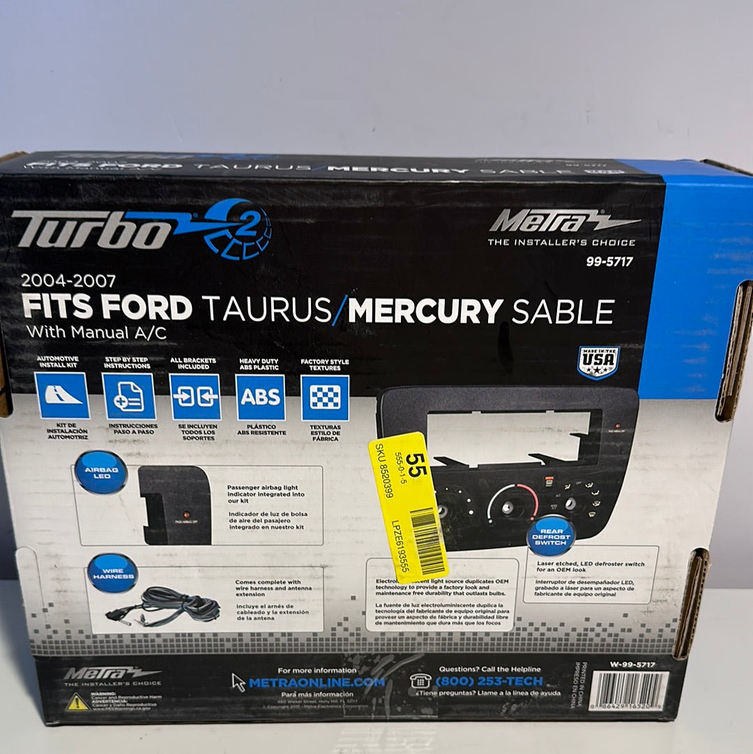 Metra - Kit de tablero para Ford Taurus/Mercury Sable seleccionados 2004-2007 sin controles electrónicos - Negro