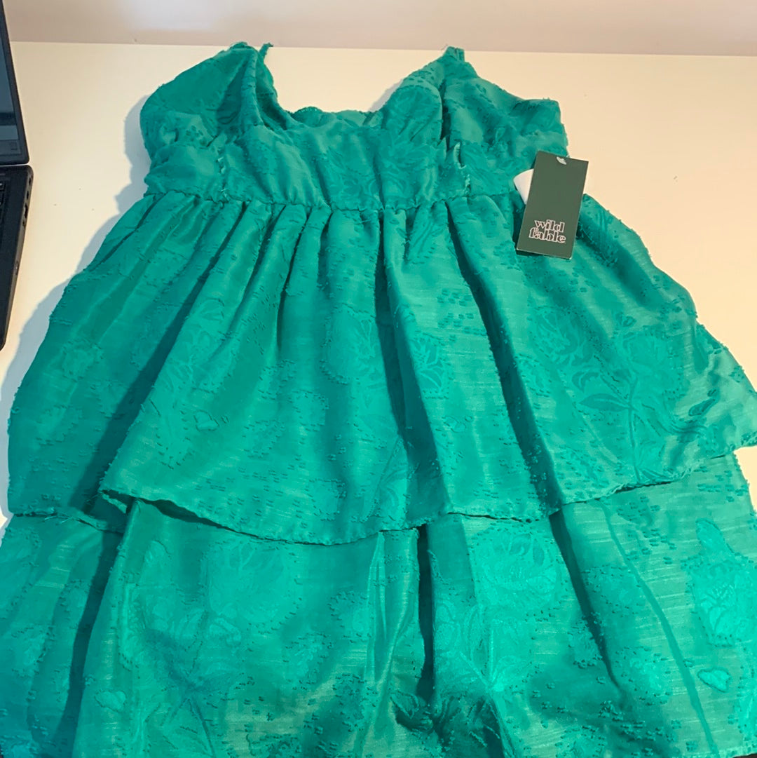 Women's Seeveess Tiered Fit & Fare Dress - Wild Fabee Large Emerald Green