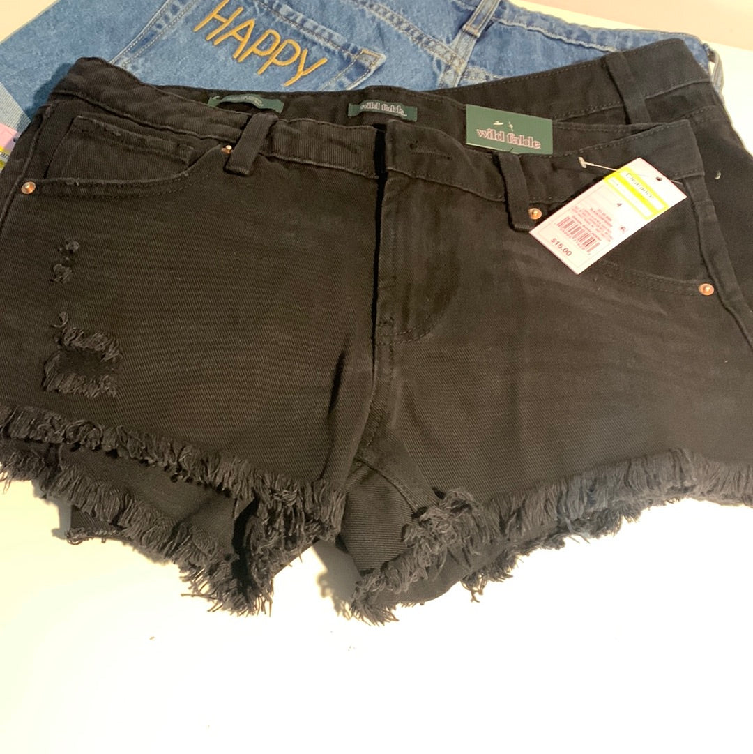 3 Women's Low-Rise Cheeky Jean Shorts - Wild Fable Black/Blue Size 4