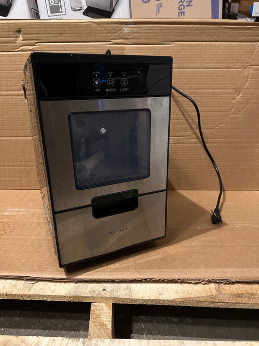Used See Desc. Insignia 44 Lb Portable Nugget Icemaker with Auto Shut-Off Stainless steel