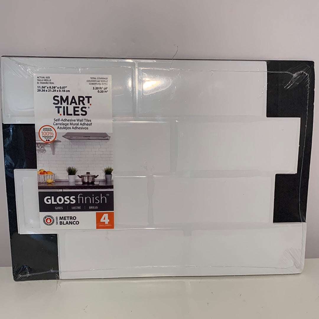 Smart Tiles 11.56'' X 8.38'' Autoadhesivo 3D Peel and Stick Backsplash Azulejos Whitee