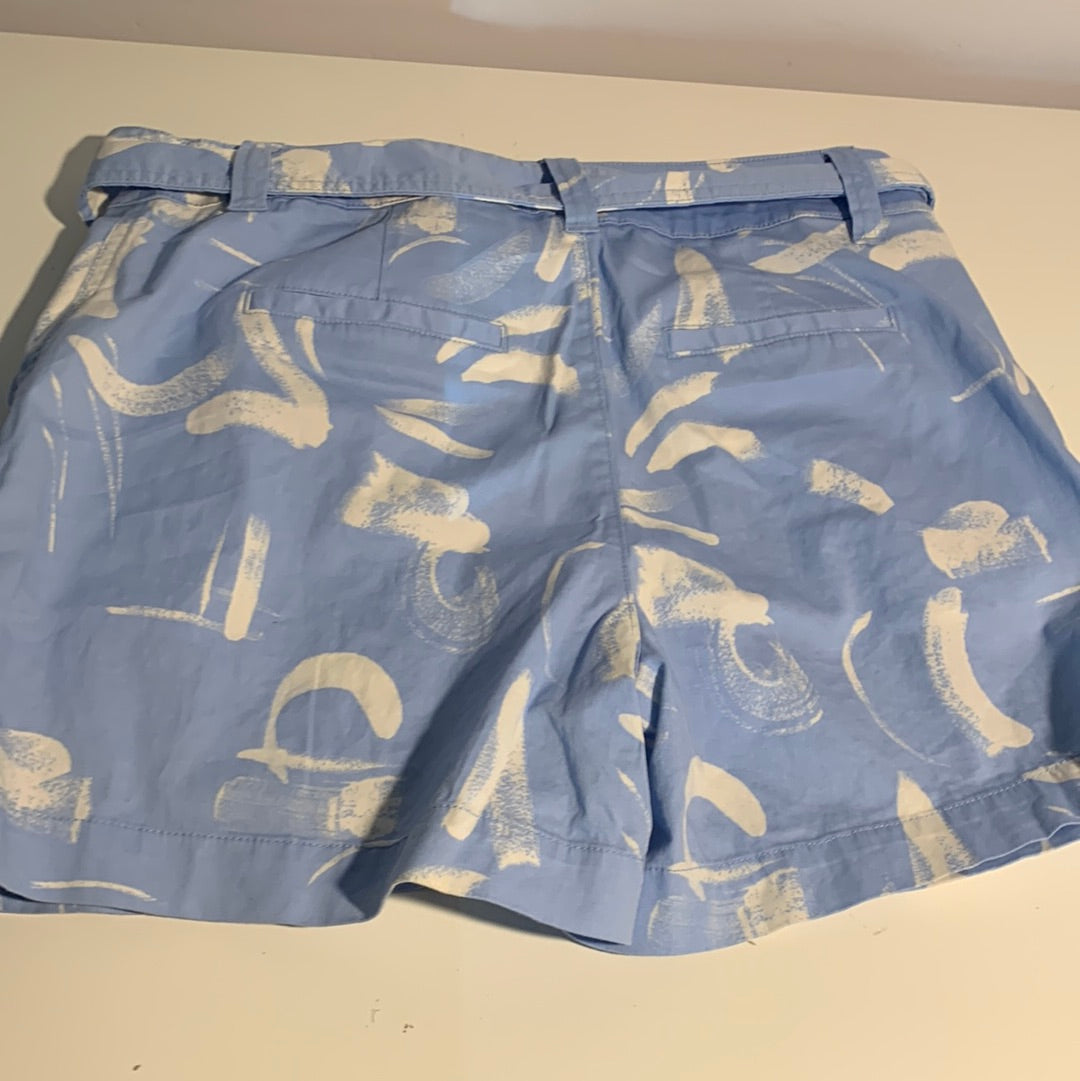 Shorts de tiro alto con parte delantera plisada para mujer - Azul a New Day/Blanco