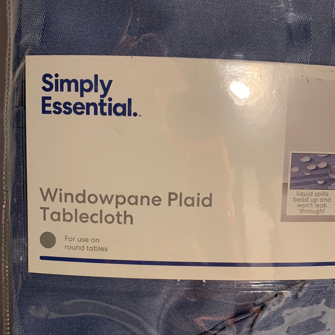 Simply Essential Solid Windowpane Mantel redondo de 70 pulgadas en azul
