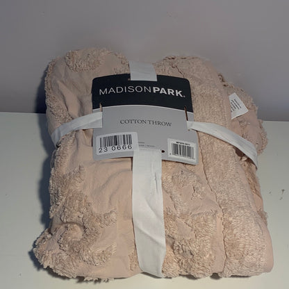 Madison Park Mila - Manta 100 % algodón con mechones, 50 x 60, color rosa