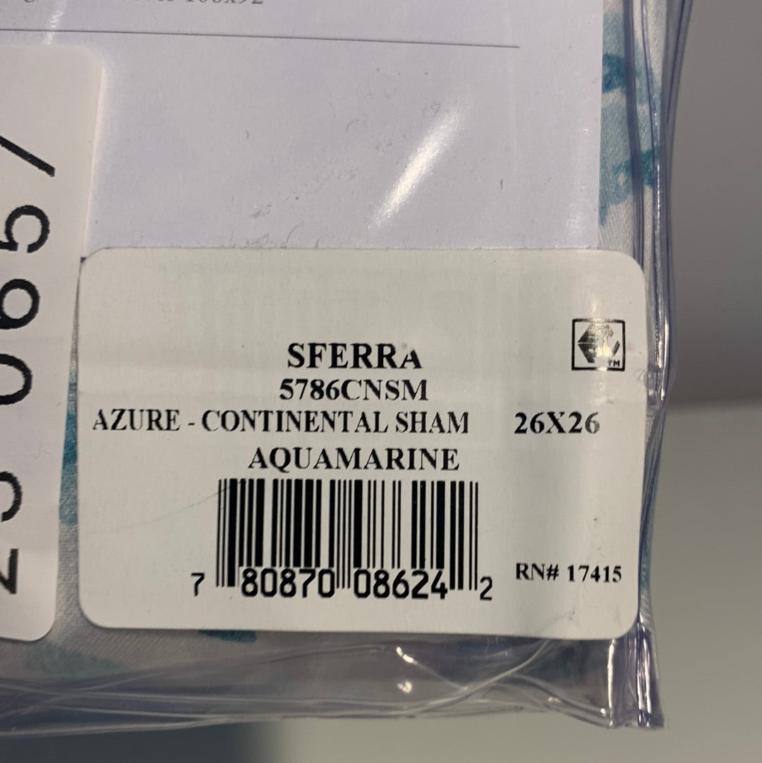 SFERRA Azure Standard Sham 26x26 Aquamarine Euro
