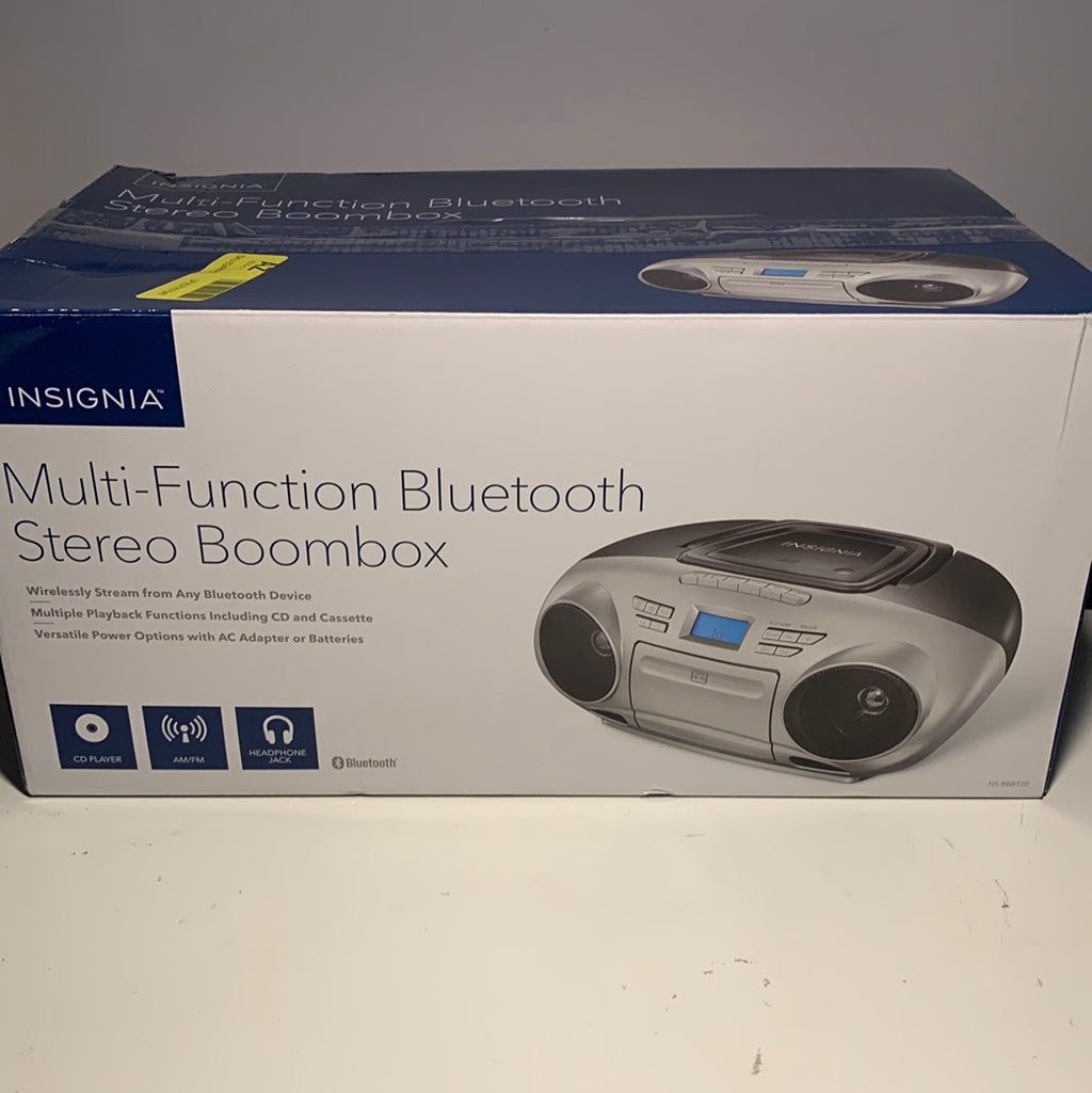 Insignia - AM/FM Radio Portable CD Boombox with Bluetooth - Silver/Black - *Headphones & Tech Accessories