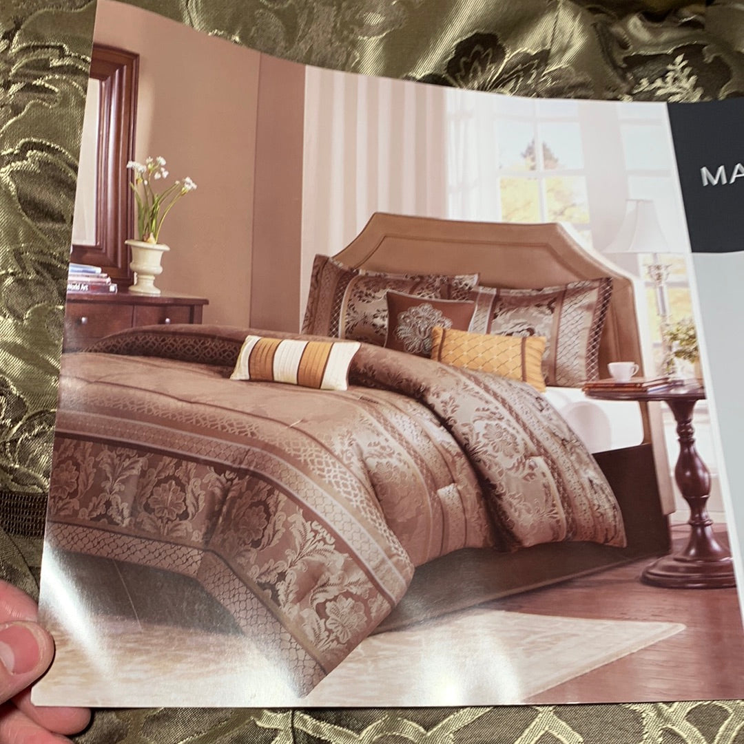 Madison Park Bellagio 7 Piece Jacquard Comforter Set - Brown, King Size