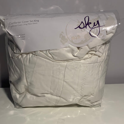 Sky 500TC Sateen Wrinkle Resistant Duvet Cover Set, King White