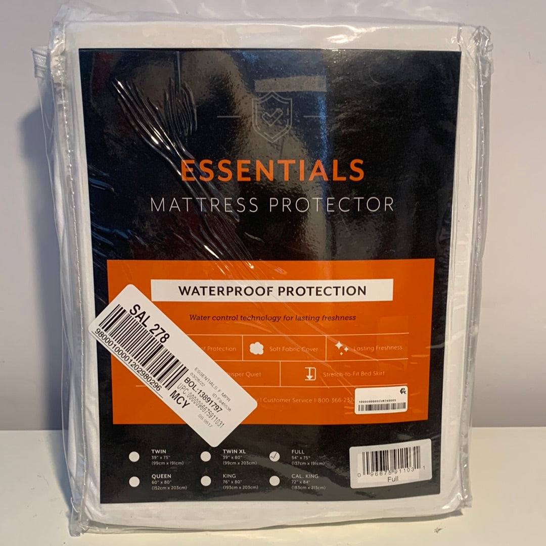 BioPEDIC Essentials Polyester Waterproof Full Mattress Protector, White