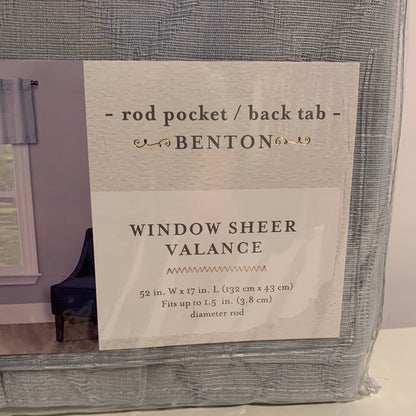 Benton Sheer Window Valance in Arctic Blue Single