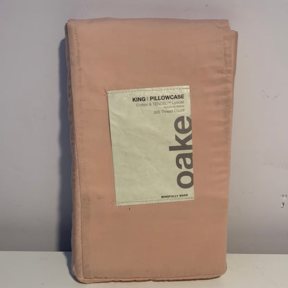 OAKE Cotton Tencel Solid 300-Thread Count King Pillowcase Pair