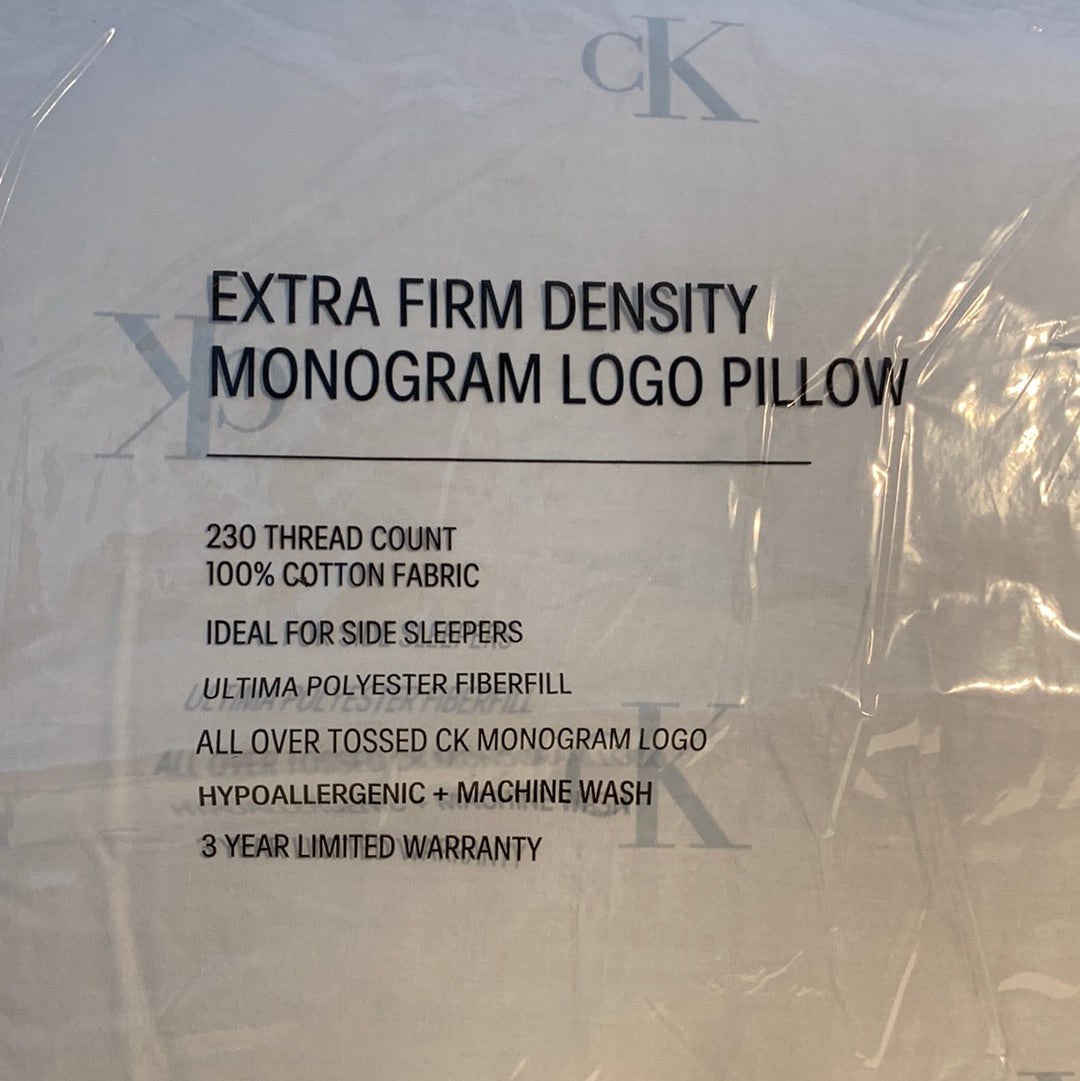 Calvin Klein Monogram Logo Extra Firm Support Algodón Almohada, King