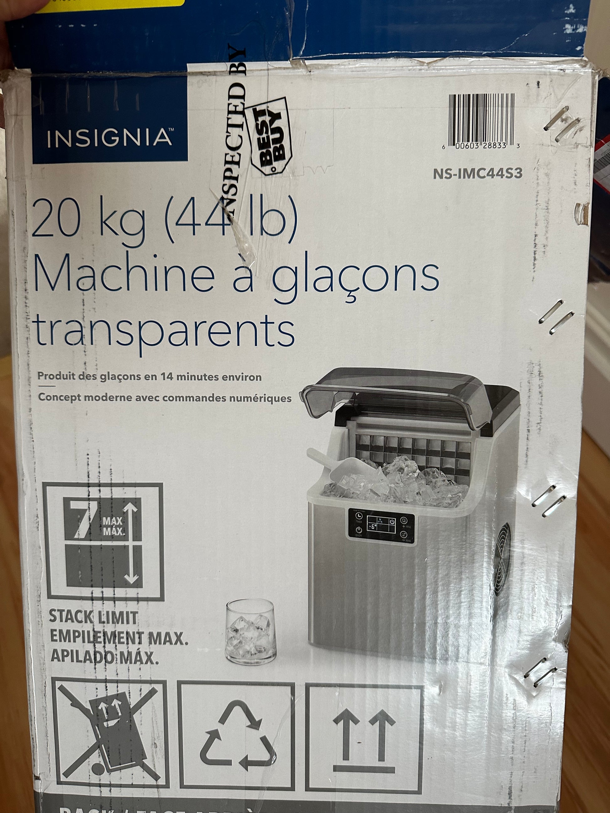 Insignia - 44 Lb. Portable Nugget Icemaker with Auto Shut-Off - Stainless  steel