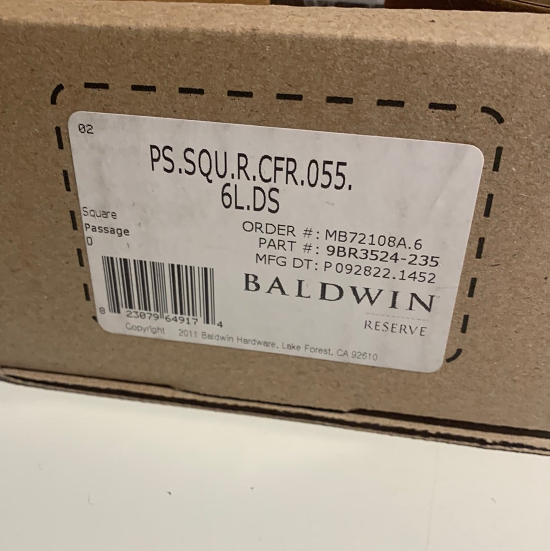 Baldwin PS.SQU.CFR Juego de palancas cuadradas para puerta de paso con roseta rectangular de 5 pulgadas de la colección Reserve Lifetime Polished Nickel Leverset Passage