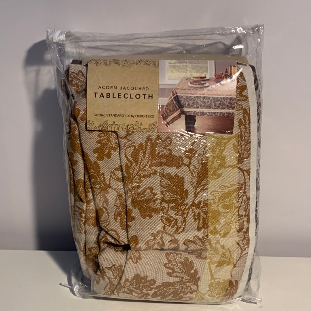 Mantel oblongo de algodón jacquard de bellotas y hojas de 60 pulgadas x 144 pulgadas