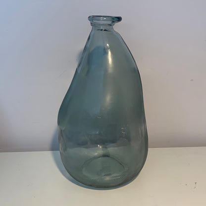 Plough &amp; Hearth jarrón oblongo de vidrio reciclado con forma de globo de 14 pulgadas, azul ahumado