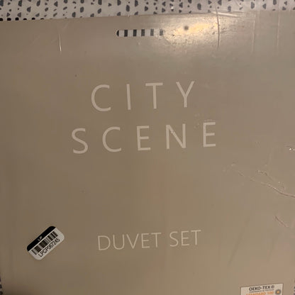 City Scene Wooster Stripe 3 Piece Duvet Cover Set, Full/Queen Bedding