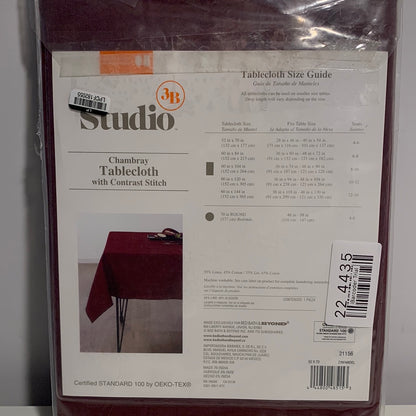 Studio 3B Merrowed Linen Blend Mantel rectangular de 52 pulgadas x 70 pulgadas en color vino