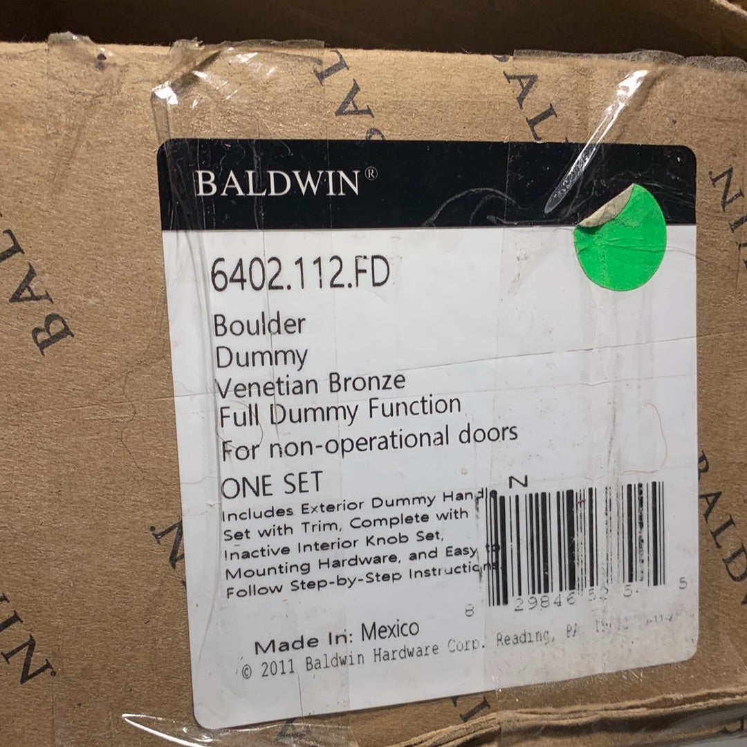 Used for parts Baldwin 6402.FD Boulder Style FullUsed Dummy Set Handleset with Oval Knob Venetian Bronze Handleset Dummy Set