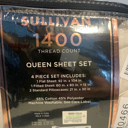 AQ TEXTILES Sullivan 1400 Número de hilos 4 uds. Juego de sábanas, Queen