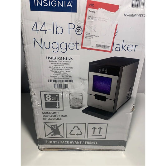 Insignia 44 Lb Portable Nugget Icemaker with Auto Shut-Off Stainless steel