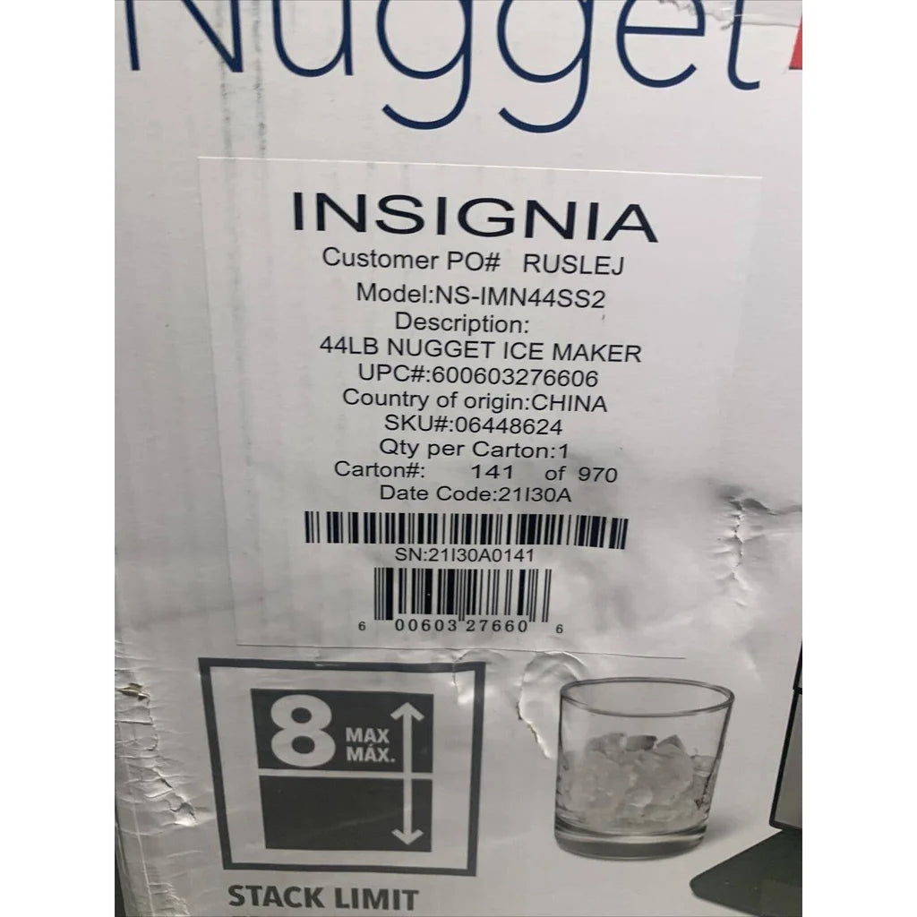 Insignia 44 Lb Portable Nugget Icemaker with Auto Shut-Off Stainless steel
