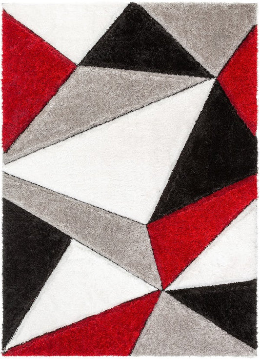 Well Woven San Francisco Venecia rojo moderno geométrico abstracto 3 11 x 5 3 área alfombra