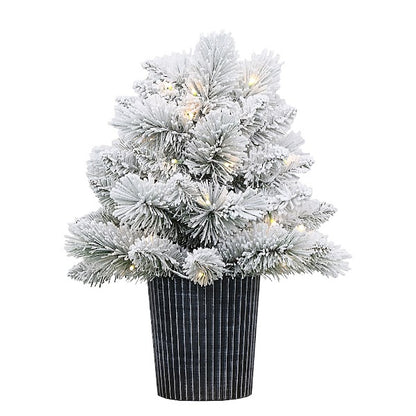 Bee & Willow 24-Inch Flocked LED Greenery in Green/White with Decorative Urn