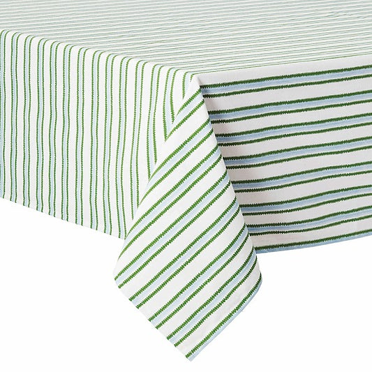 Everhome Zig-Zag Stripe 60-Inch X 84-Inch Tablecloth in Elm Green/Blue